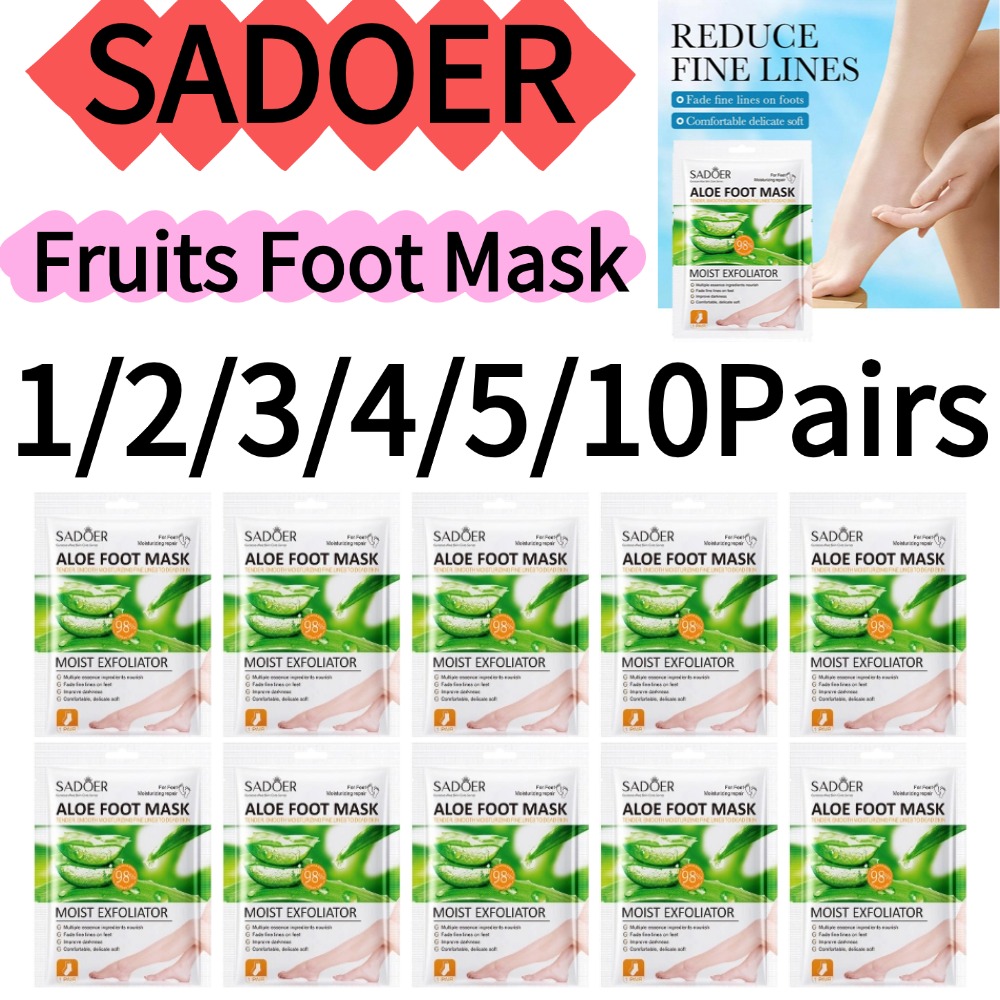 Foot Mask Peeling - SADOER 1/2/3/4/5/10Pairs Fruits Foot Mask Moisturizing